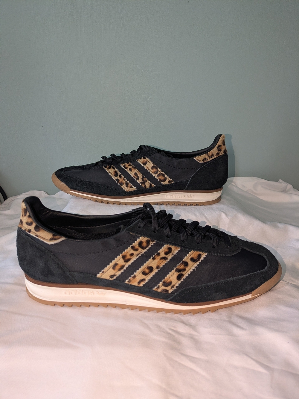 adidas Women's SL 72 OG Black Sneakers with Leopard Stripes - Picture 10 of 12